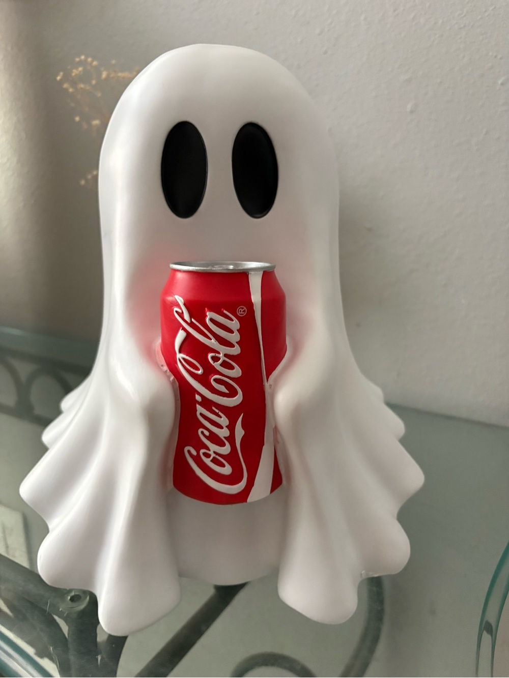 Coca Cola White Ghost Can Holder with Red Can